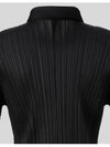 Pleated Please Basic Long Sleeve Shirt Black JJ105 Basics - ISSEY MIYAKE - BALAAN 6