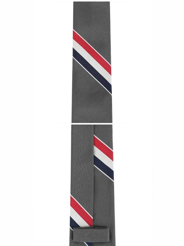 Grosgrain Stripe Classic Tie Grey - THOM BROWNE - BALAAN 4