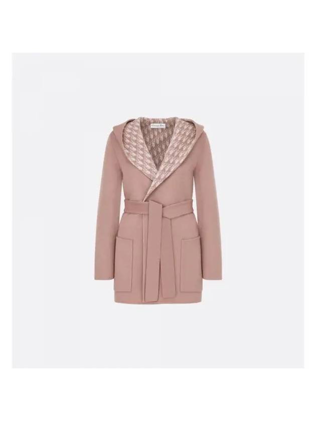 Belted Hooded Reversible Wool Single Coat Rose Des Vents - DIOR - BALAAN 1