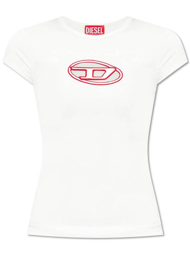 T Angie Peekaboo Logo Short Sleeve T-Shirt Lere White - DIESEL - BALAAN 1