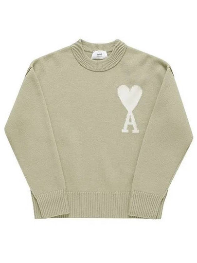 Big Heart Logo Wool Knit Top Green - AMI - BALAAN 2