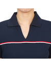 Three Stripes High Twist Rib Polo Shirt Navy - THOM BROWNE - BALAAN 7