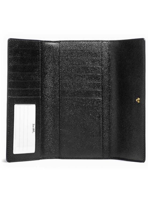 Signature Canvas Tri-Fold Long Wallet Black - COACH - BALAAN.