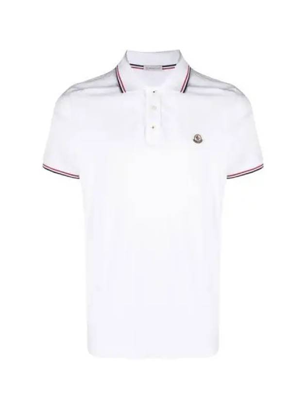 MANICA three stripe neckline logo patch polo short sleeve t shirt white men s 215479 - MONCLER - BALAAN 1