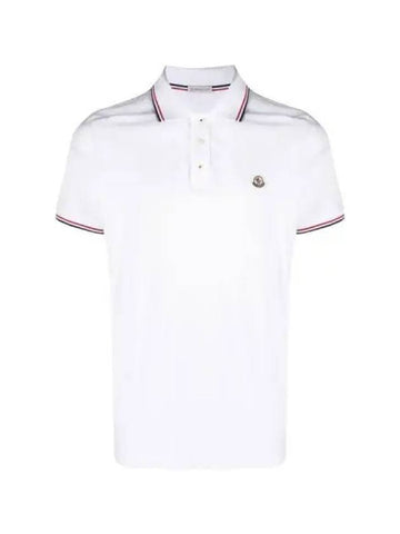 MANICA three stripe neckline logo patch polo short sleeve t shirt white men s 215479 - MONCLER - BALAAN 1