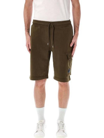 Cotton Diagonal Fleece Cargo Shorts Green - CP COMPANY - BALAAN 1