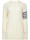 cable wool knit top white - THOM BROWNE - BALAAN.