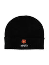 Bokeh Flower Logo Turn-Up Wool Beanie Black - KENZO - BALAAN 1