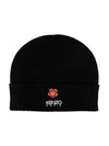 Bokeh Flower Logo Turn-Up Wool Beanie Black - KENZO - BALAAN 1