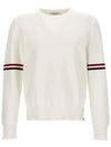 Men's Milan Stitch Armband Crew Neck Knit Top White - THOM BROWNE - BALAAN 2