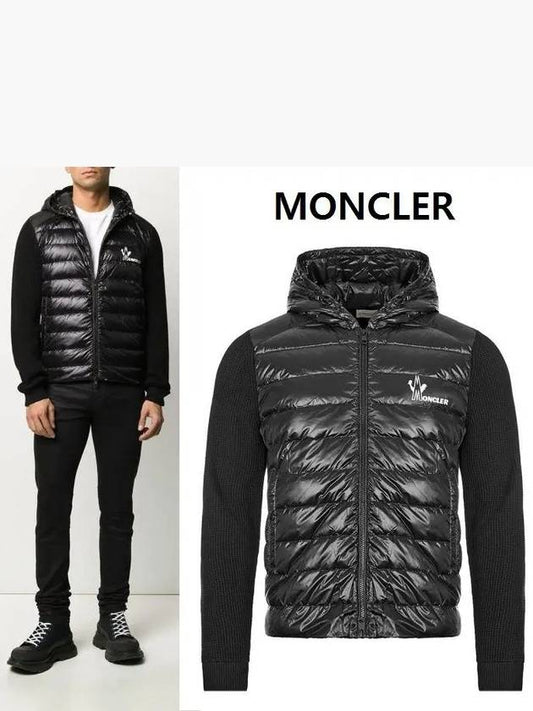 Logo Padded Cardigan Black - MONCLER - BALAAN 2