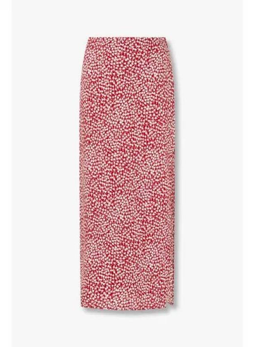 Patterned Slit Back Banding Skirt Nori Red - REFORMATION - BALAAN 1