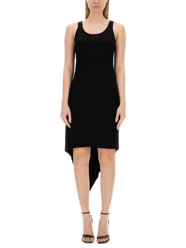 Jersey Scarf Hem Tank Mini Dress Black - HELMUT LANG - BALAAN 2