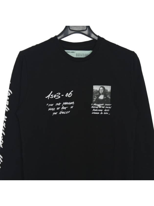 Men's Logo Mona Lisa Print Long Sleeve T-Shirt Black - OFF WHITE - BALAAN 4