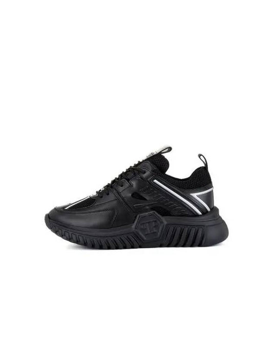 Men's Chunky Outsole Mesh Runner Sneakers Black 270015 - PHILIPP PLEIN - BALAAN 1