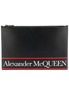 Logo Leather Clutch Bag Black - ALEXANDER MCQUEEN - BALAAN.