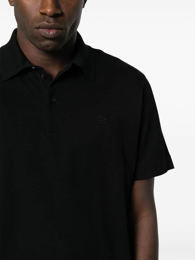 Embroidered Logo Cotton Polo Shirt Black - GIVENCHY - BALAAN 5