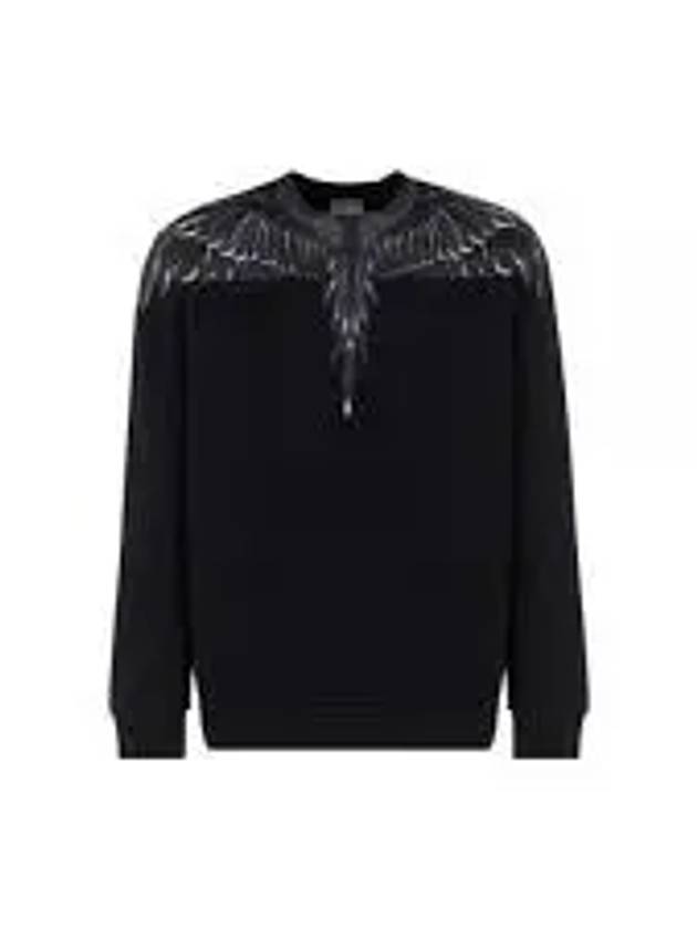 Icon Wing Print Crew Neck Sweatshirt Black White - MARCELO BURLON - BALAAN 2