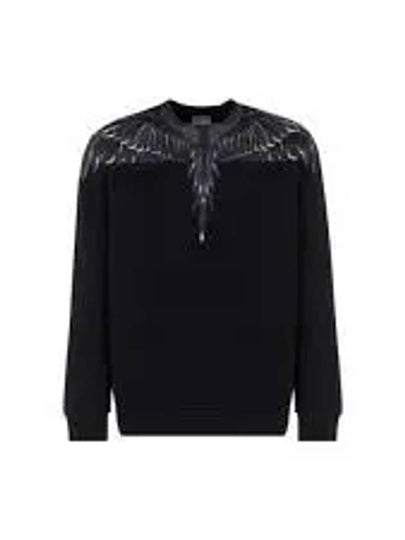 Icon Wing Print Crew Neck Sweatshirt Black White - MARCELO BURLON - BALAAN 2