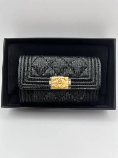 Boy Classic Knocktok Kktok Women s Card Wallet Black Gold Plated - CHANEL - BALAAN 2