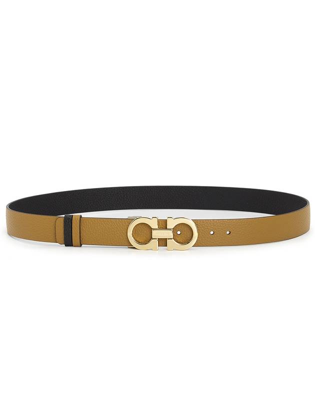 Reversible Gancini Leather Belt Black Beige - SALVATORE FERRAGAMO - BALAAN 4