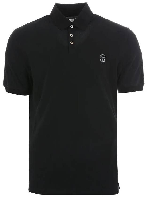 Printed Logo Cotton Polo Shirt Black - BRUNELLO CUCINELLI - BALAAN 2