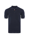 UMK1331 DARK NAVY Knit Zipper Polo Blue Short Sleeve T shirt - KITON - BALAAN 1