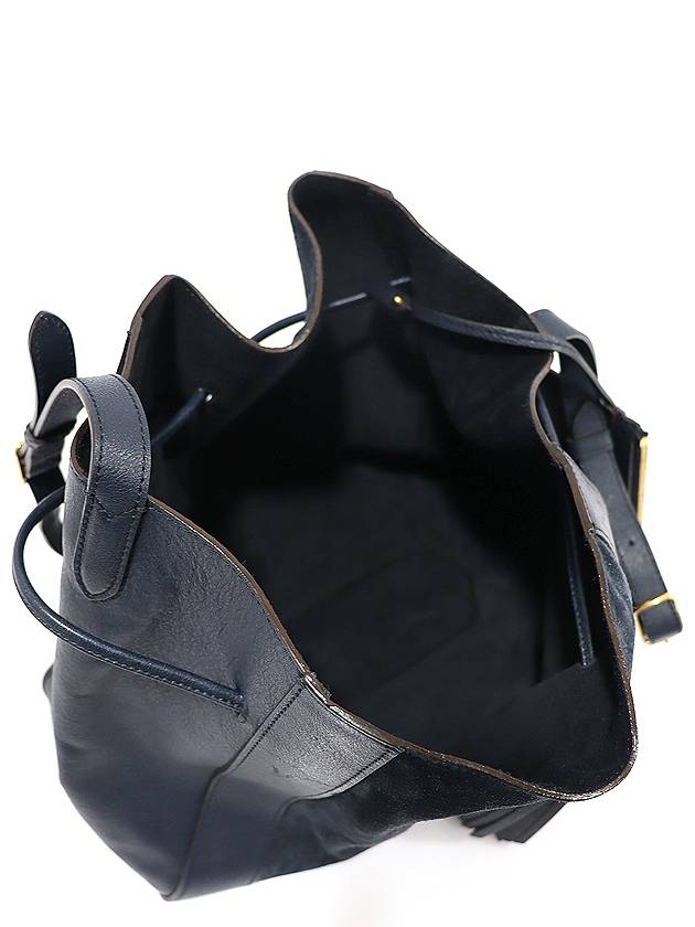 HH5869 Navy Silky Calfskin Suede Trimming Small Millie Bucket Bag Shoulder - MULBERRY - BALAAN 5