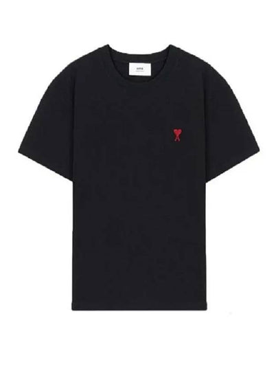 Small Heart Logo Short Sleeve T-Shirt Black - AMI - BALAAN 2