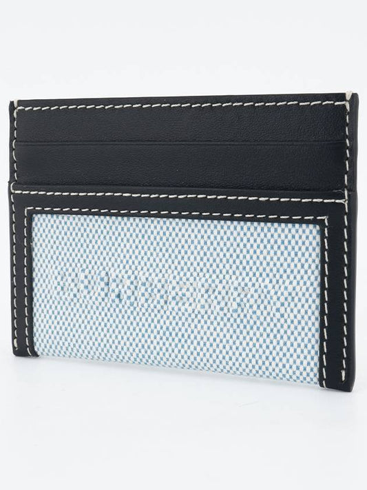 Debossed Logo Cotton Canvas Card Wallet Black Blue - BURBERRY - BALAAN.