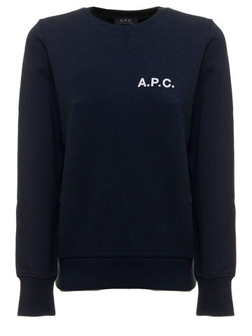 Women's Chest Small Logo Long Sleeve Sweatshirt Navy - A.P.C. - BALAAN 1