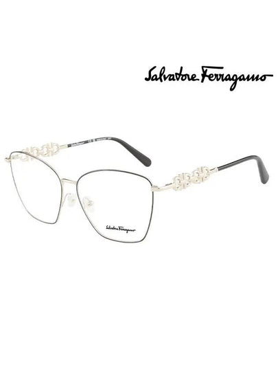 Eyewear Square Metal Eyeglasses Black Gold - SALVATORE FERRAGAMO - BALAAN 2