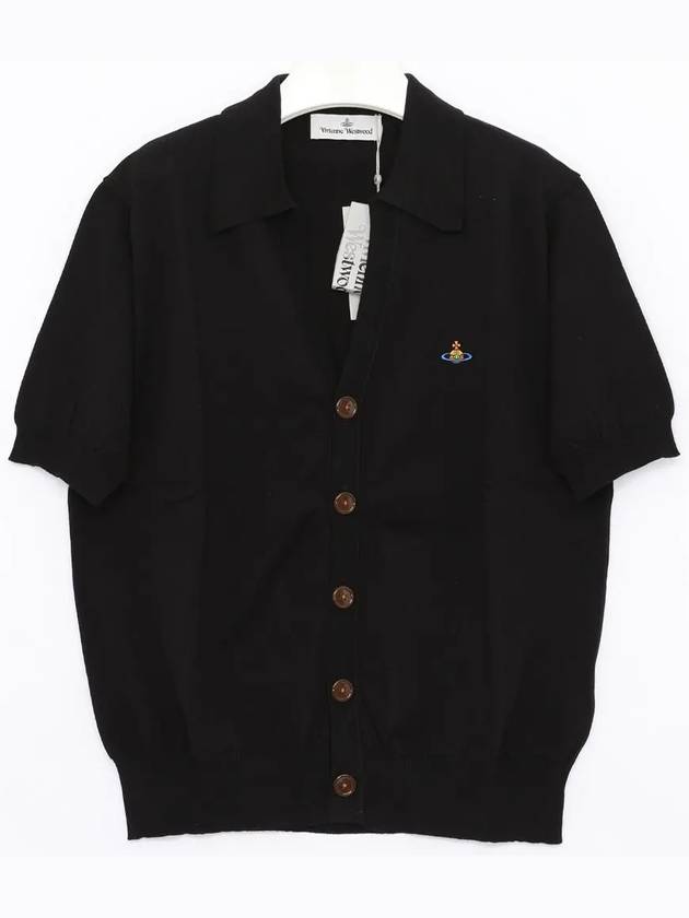 Embroidered ORB Logo Polo Cardigan Black - VIVIENNE WESTWOOD - BALAAN 4