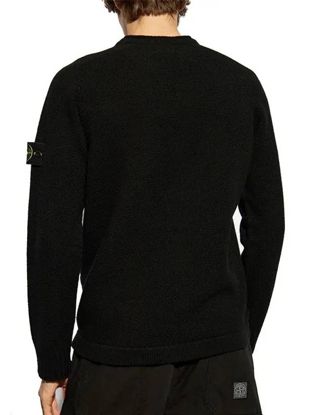 Compass Badge Wool Knit Top Black - STONE ISLAND - BALAAN 4