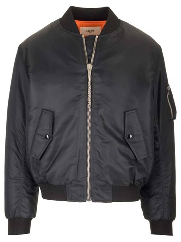 Nylon Twill Logo Bomber Jacket Black - CELINE - BALAAN 6