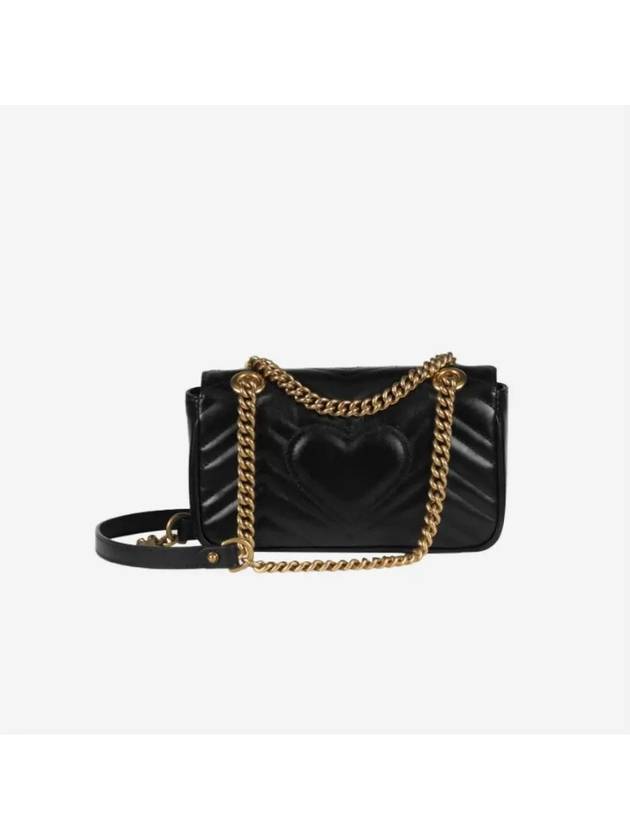 GG Marmont Matelasse Gold Chain Mini Cross Bag Black - GUCCI - BALAAN 3