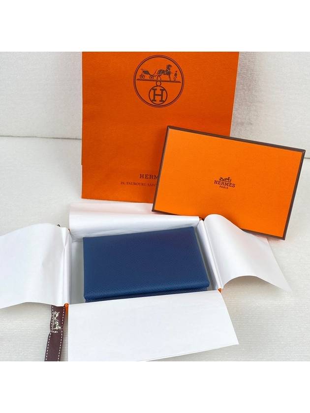 Calvi Duo Card Wallet Prussian Blue H083035CK7P - HERMES - BALAAN 6