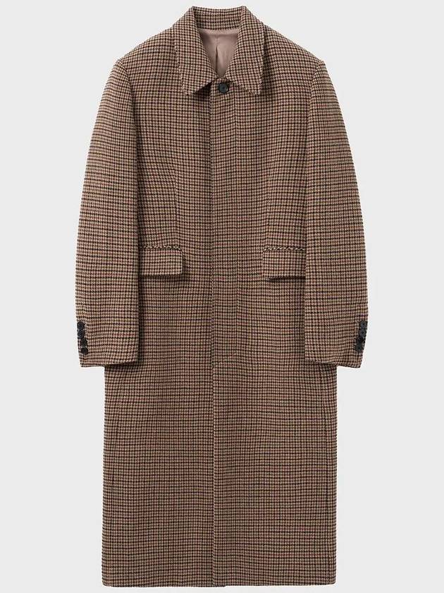 Houndstooth Oversized Mac Single Coat Beige - NOIRER FOR WOMEN - BALAAN 4