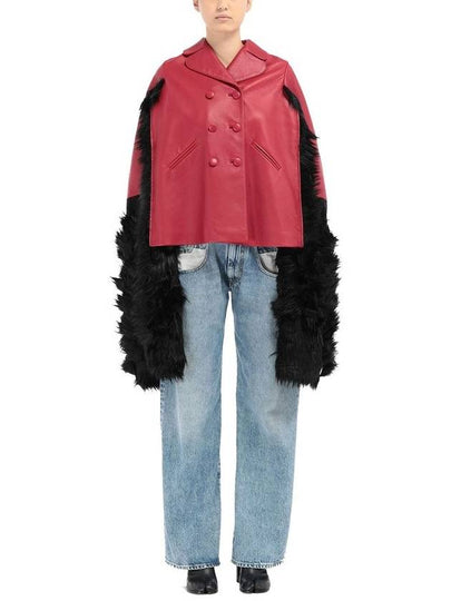 Maison Margiela Faux Fur Trimmed Leather Cape Jacket - MAISON MARGIELA - BALAAN 2