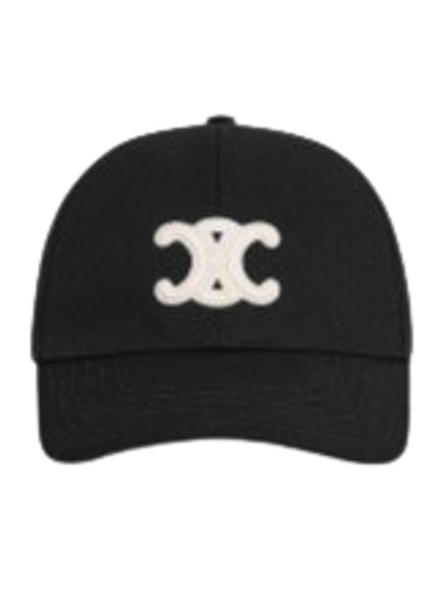 Triomphe Logo Cotton Ball Cap Black - CELINE - BALAAN 3