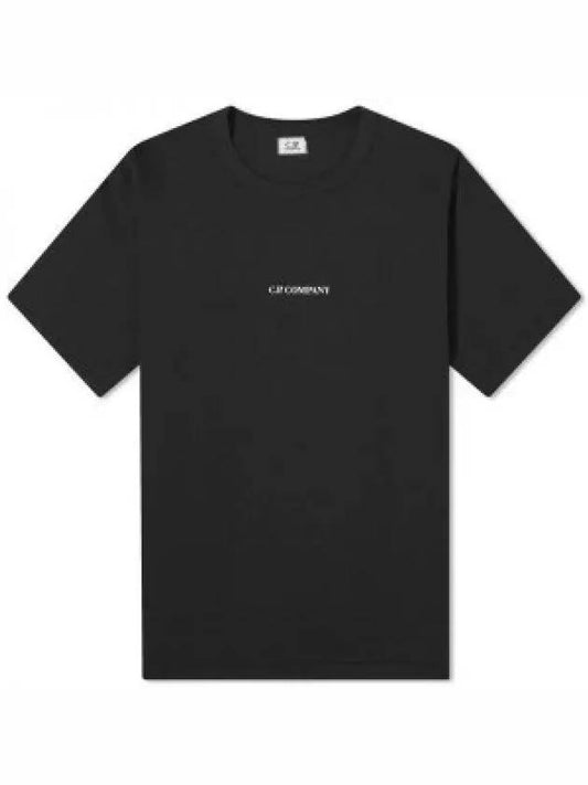 24/1 Jersey Garment Dyed Logo Short Sleeve T-Shirt Black - CP COMPANY - BALAAN 2