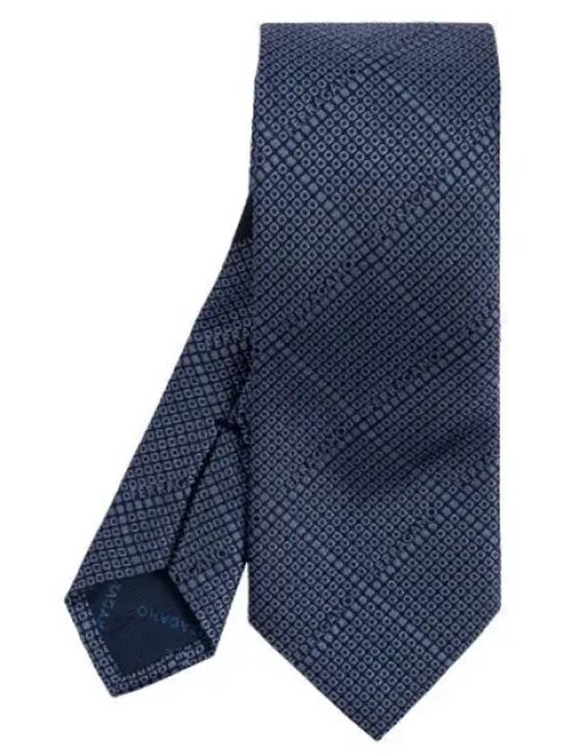 Jacquard Gancini Tie Dark Blue - SALVATORE FERRAGAMO - BALAAN 2