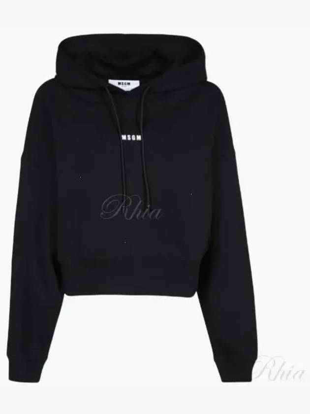 Micro Logo Print Cotton Hoodie Black - MSGM - BALAAN 2