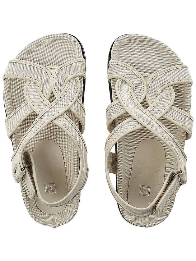 Criss Cross Woven Flat Sandals Light Beige - TOTEME - BALAAN.