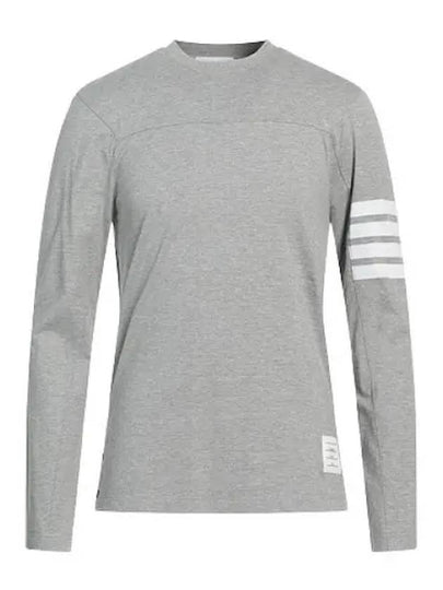 4-Bar Striped Cotton Long Sleeve T-Shirt Light Grey - THOM BROWNE - BALAAN 2