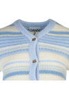 Striped Soft Wool Cardigan Light Blue - GANNI - BALAAN 5