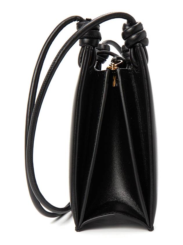 Giro Knotted Leather Small Shoulder Bag Black - JIL SANDER - BALAAN 4