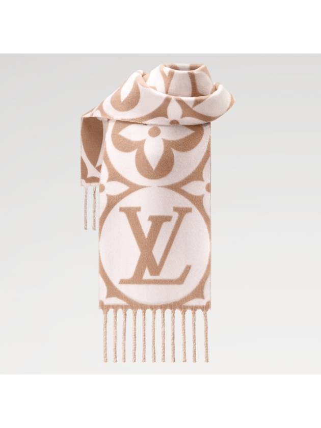 LV Medallion Monogram Wool Scarf Rose Beige - LOUIS VUITTON - BALAAN 4