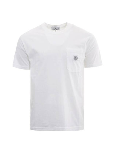 Wappen Logo Patch Pocket Short Sleeve T-Shirt White - STONE ISLAND - BALAAN 1