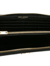 Matelasse Monogram Zipper Around Long Wallet Black - SAINT LAURENT - BALAAN 4